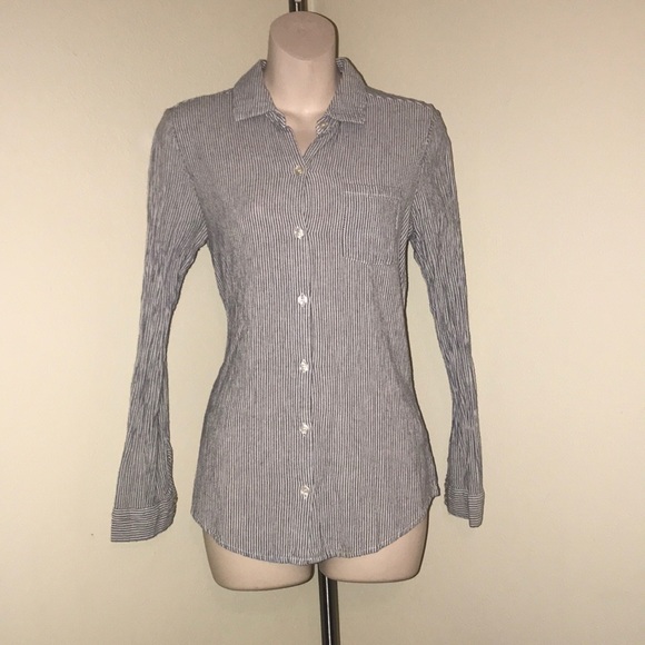 August Silk striped button down long sleeve - Picture 6 of 8